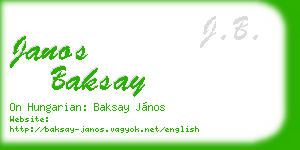 janos baksay business card